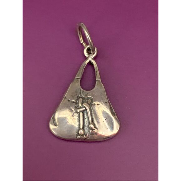 .925 Hobo Purse Bag Sterling Silver Jewelry Charm #vintage - Picture 1 of 3